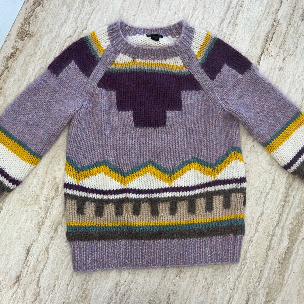 Mohair / Wool Purple, white and Patterns Sweater by J Crew